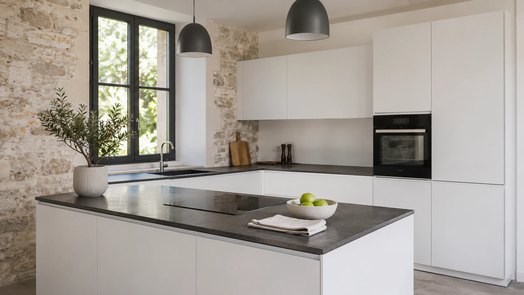 Cuisine sur mesure conçue et posée par la Menuiserie Haudebault